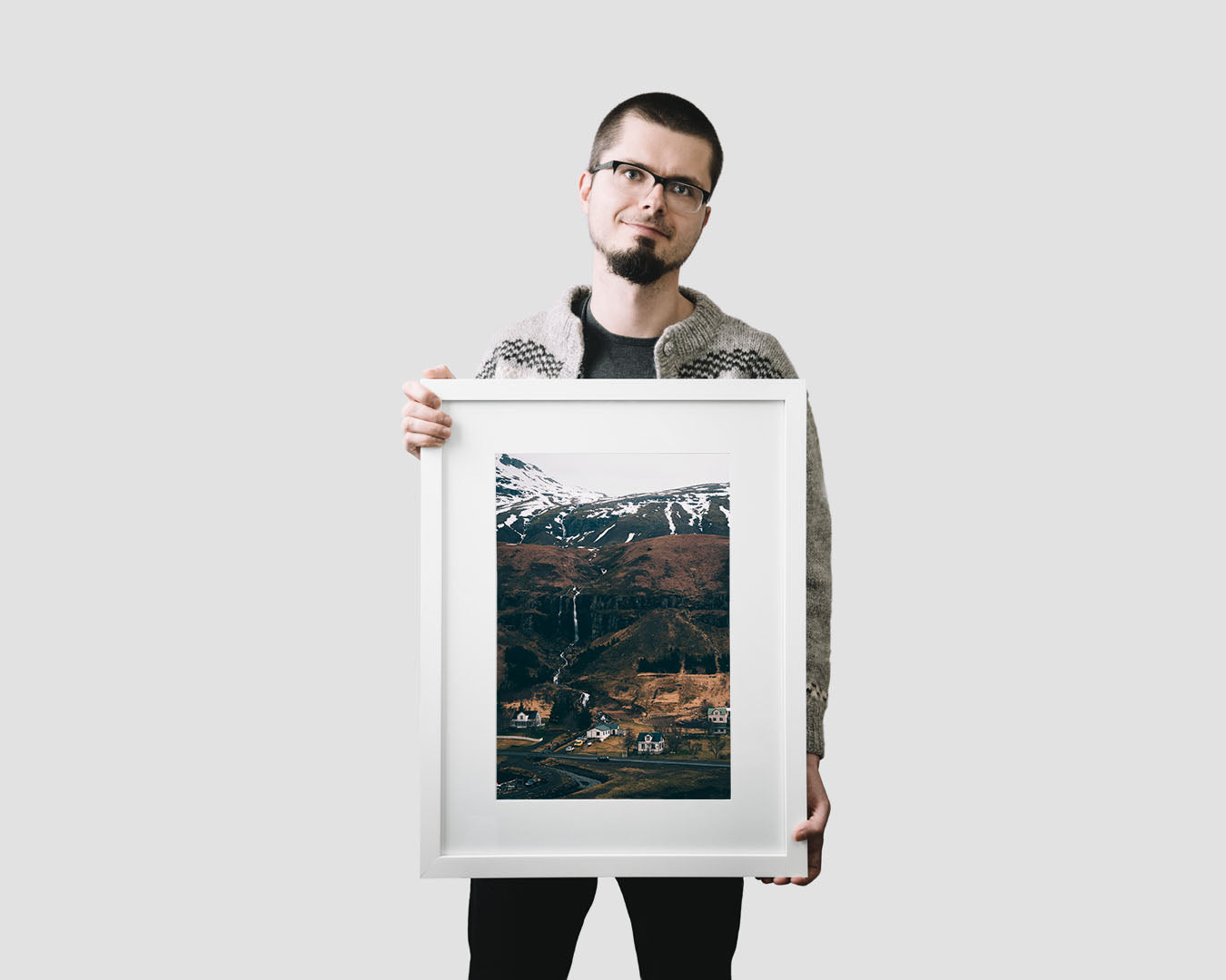 Nordic travel photography print featuring a small fishing town of Seydisfjordur in Iceland