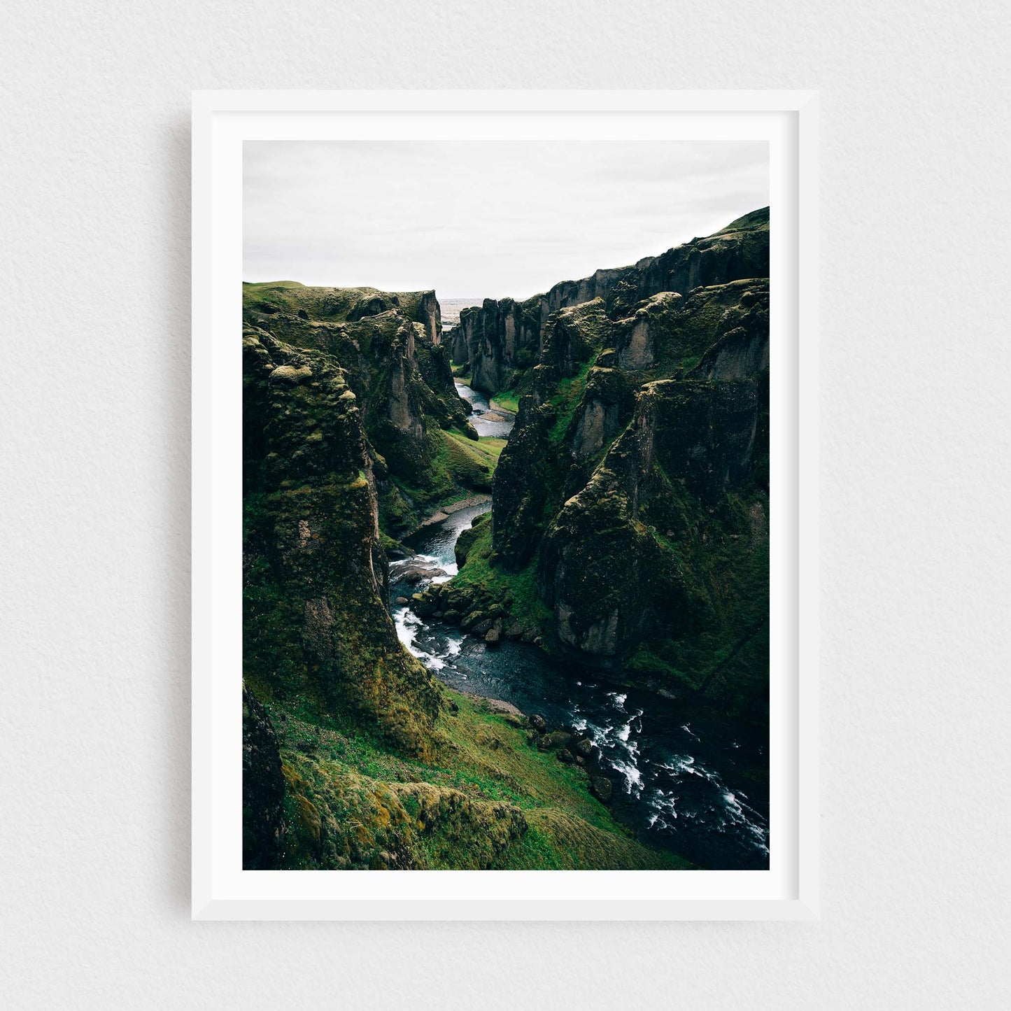Iceland fine art photography print featuring Fjadrargljufur green canyon
