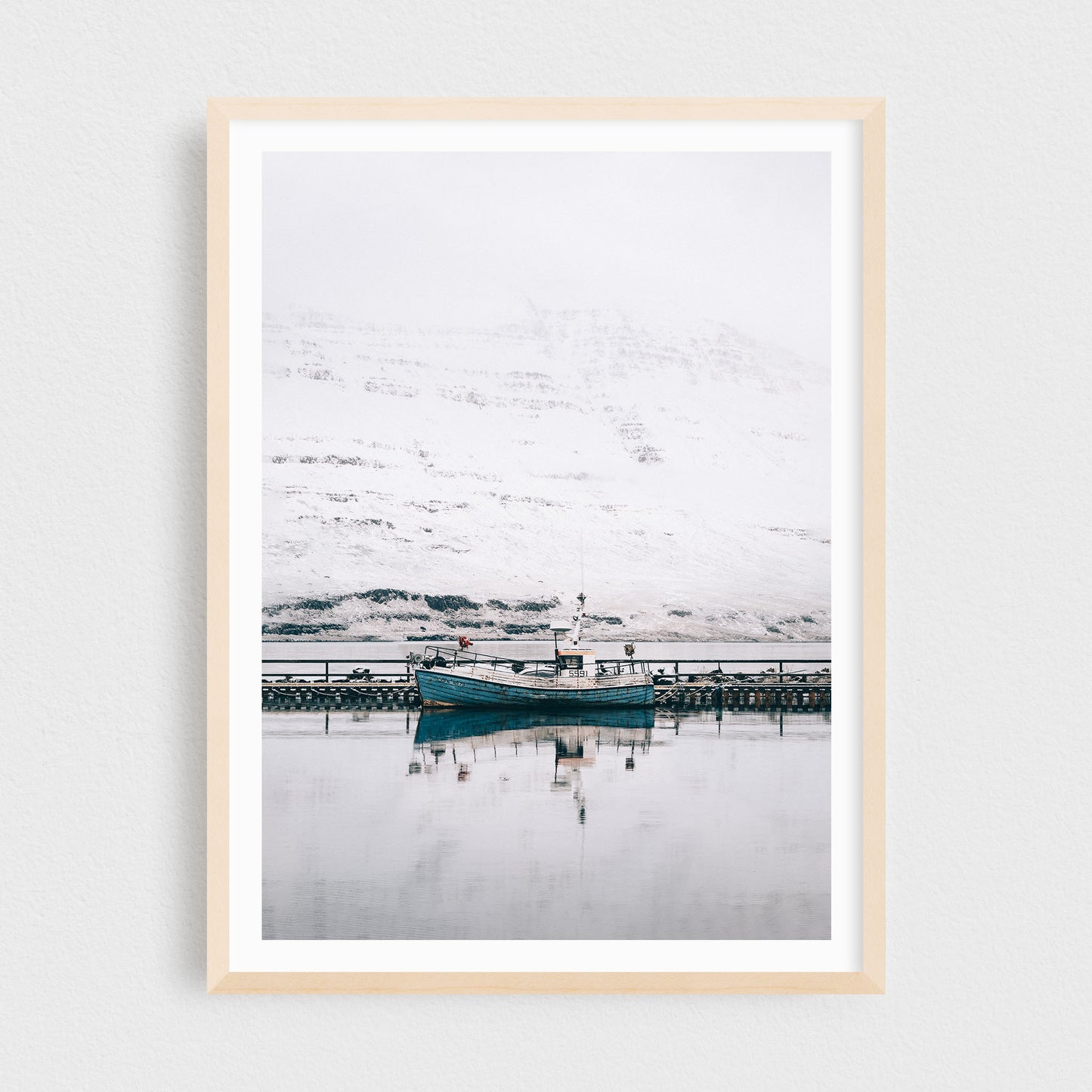 Blue Fishing Boat in Seyðisfjörður