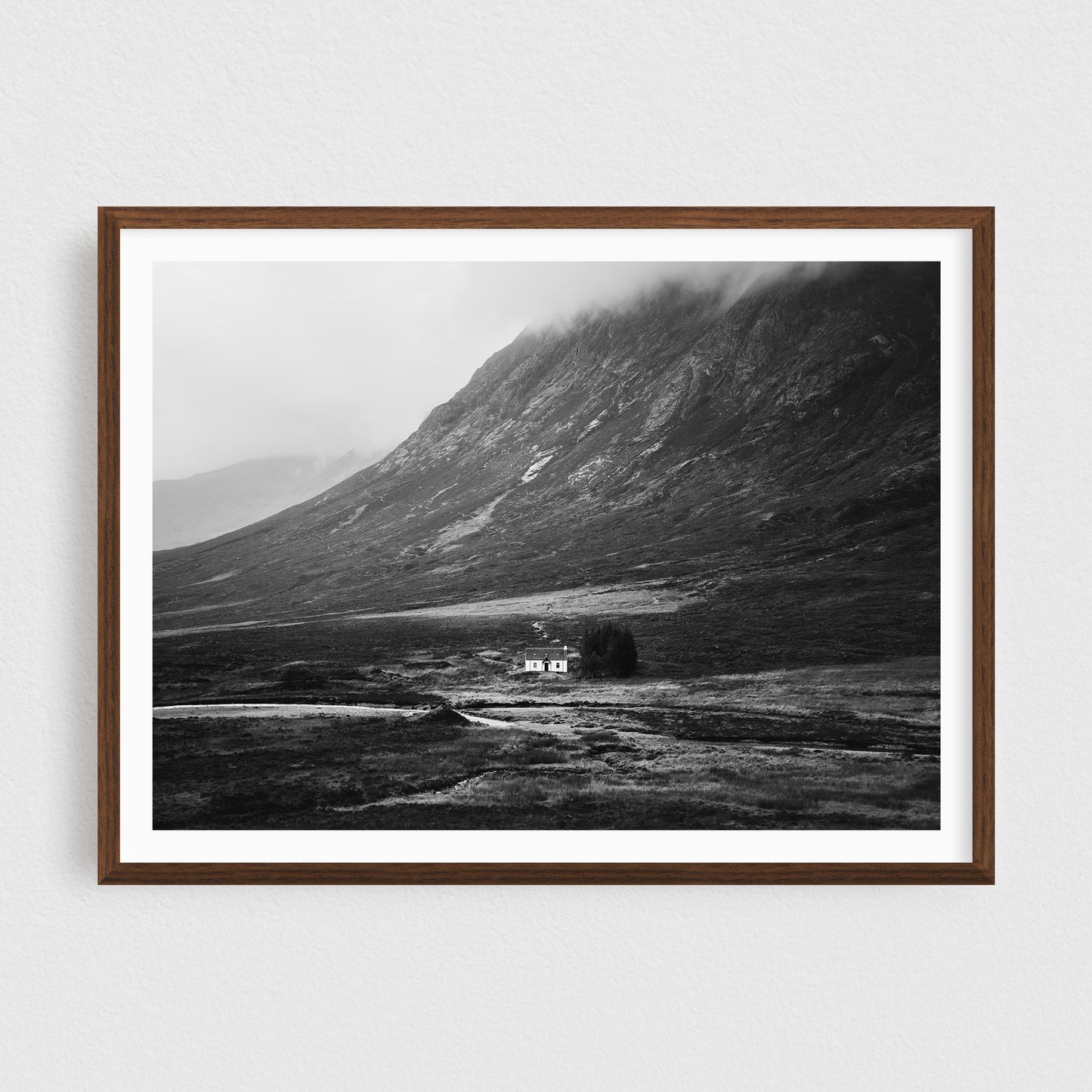 The Lonely White Cottage of Glencoe (B&W)