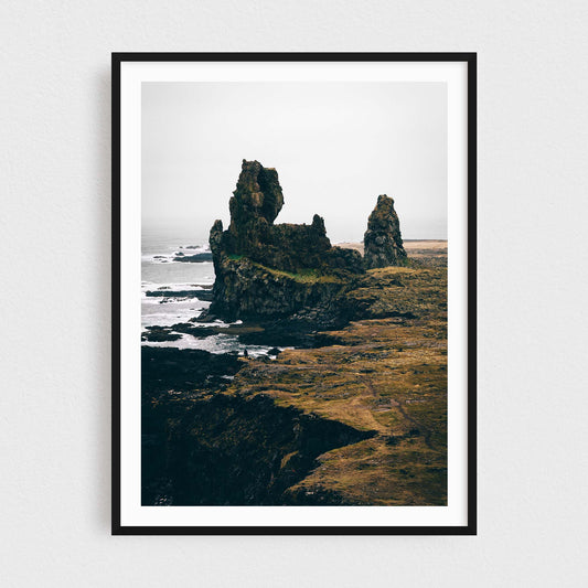 Iceland fine art photography print featuring Londrangar rock formations