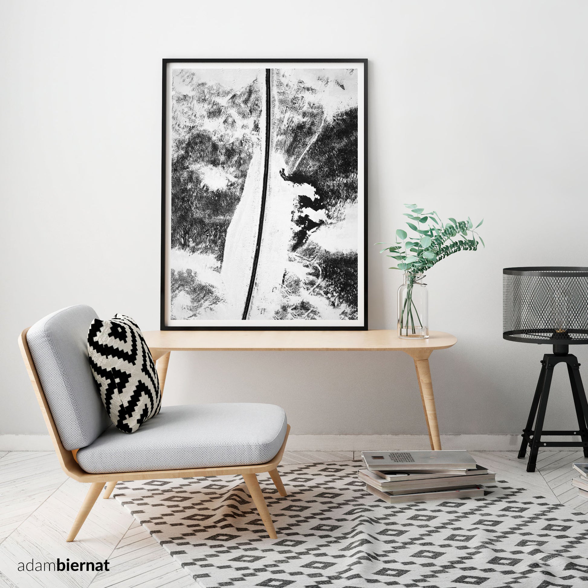 Minimalist Abstract Wall Art Print - Icelandic Road Aerial View