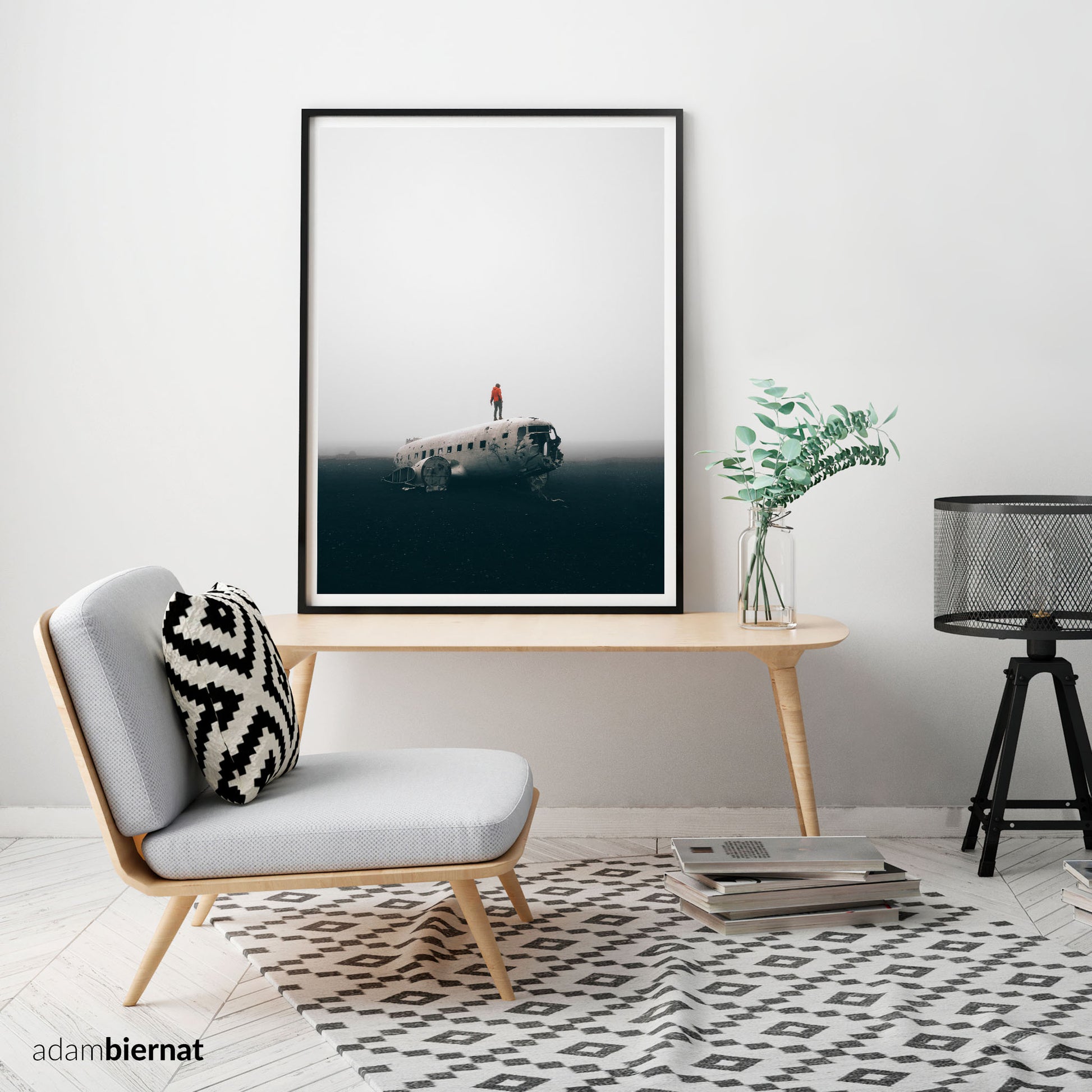 Minimalist Nordic Fine Art Photography Print - DC3 Plane Crash Wreck in Iceland
