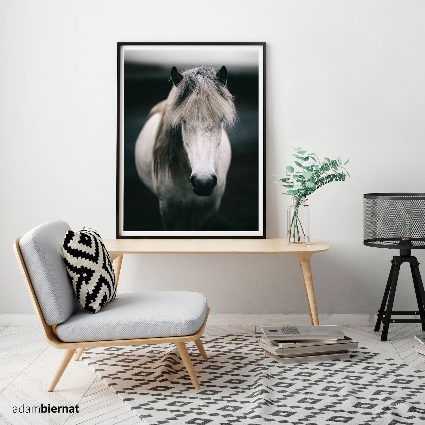 Modern Farmhouse Wall Decor - Icelandic White Horse Photography Print