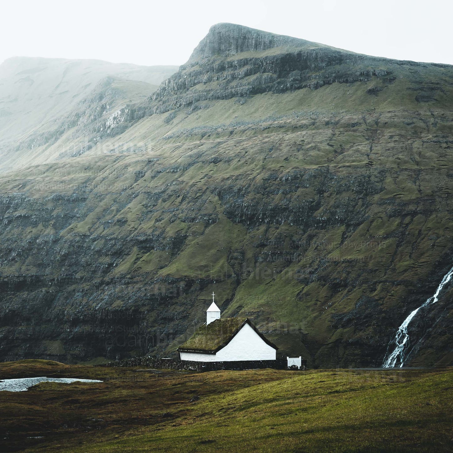 White Turf Church in Saksun, Faroe Islands Photography Print