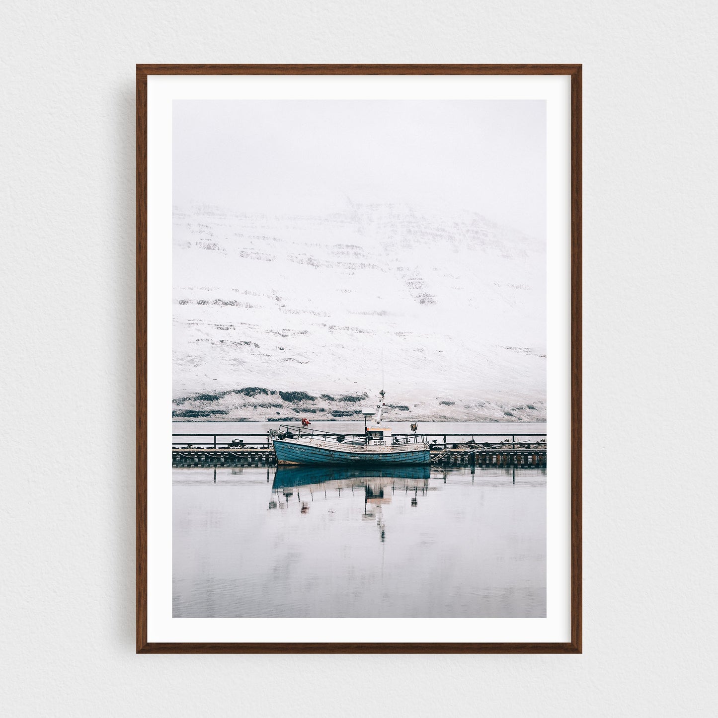 Blue Fishing Boat in Seyðisfjörður