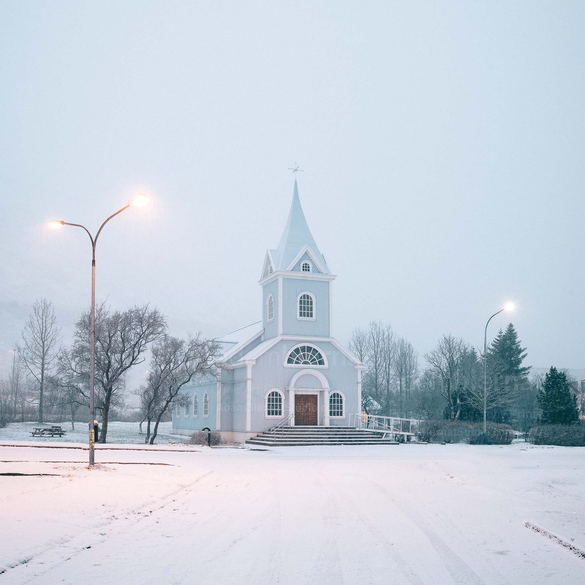 Blaa Kirkjan a Seydisfirdi (Seydisfjordur Blue Church) Iceland photography print