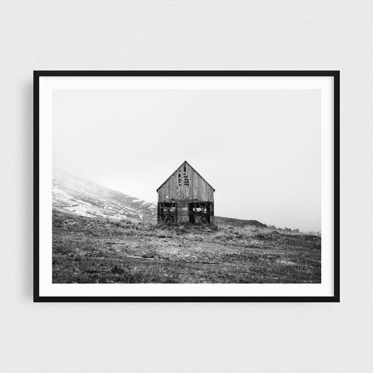 Black And White Iceland Barn Photography Print