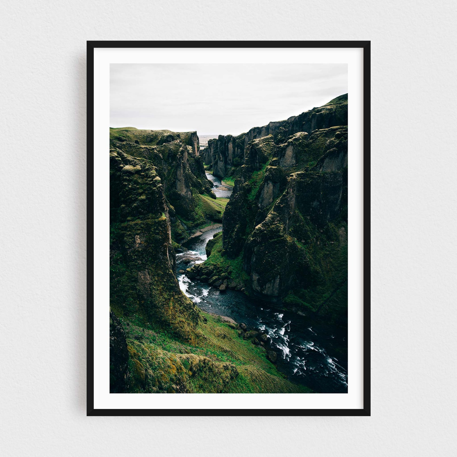 Iceland fine art photography print featuring Fjadrargljufur green canyon