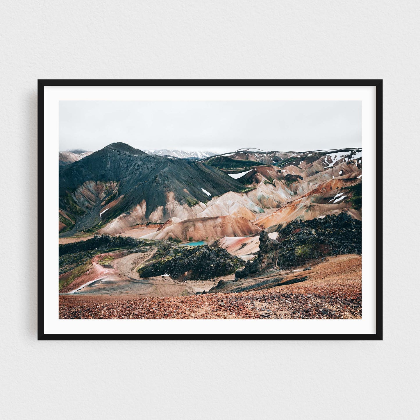 Iceland fine art photography print featuring Landmannalaugar colorful mountains