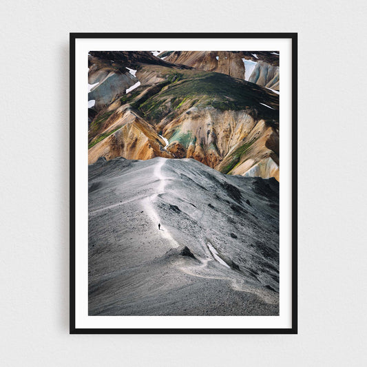 Iceland fine art photography print featuring Landmannalaugar colorful mountains