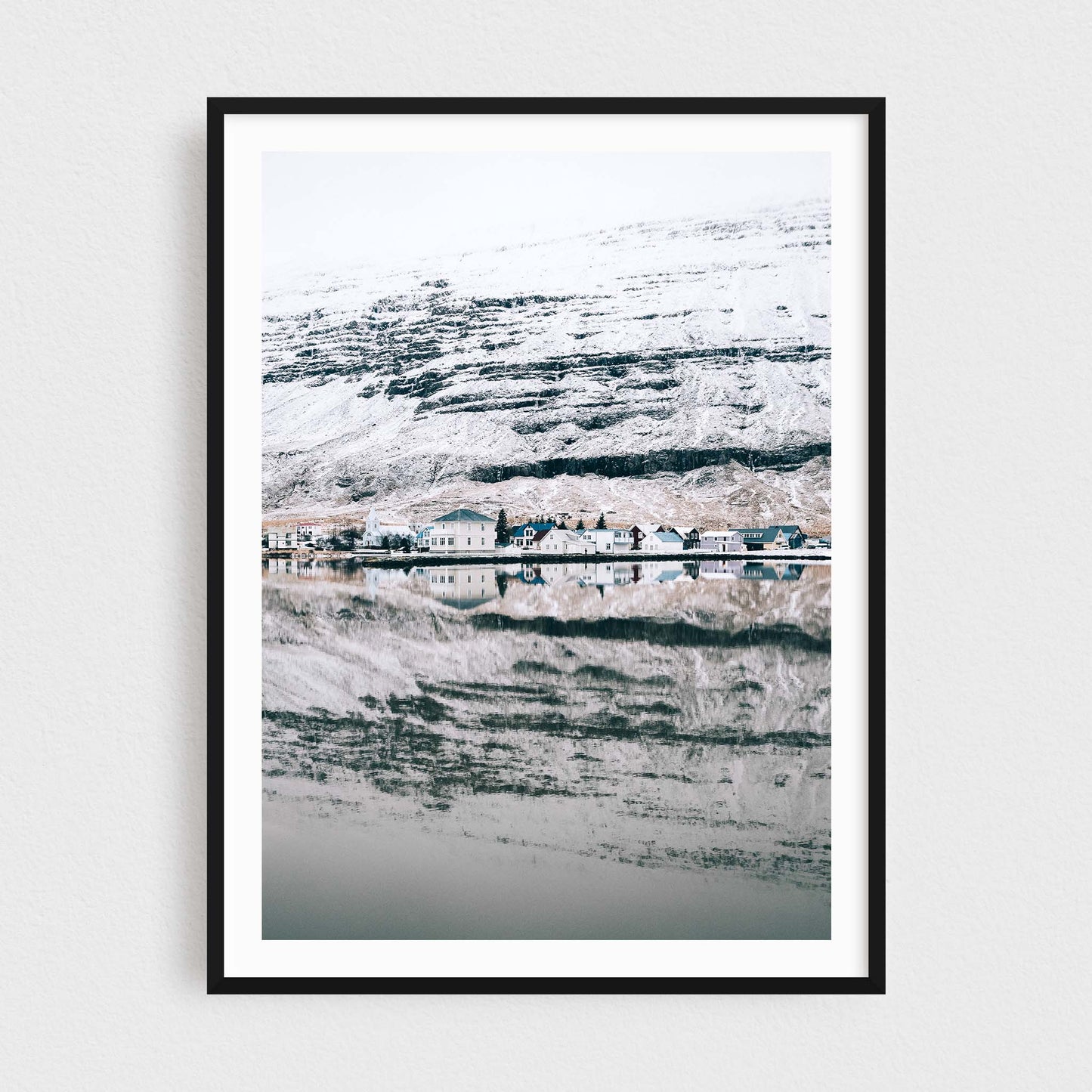 Iceland fine art photography print featuring Seydisfjordur in winter