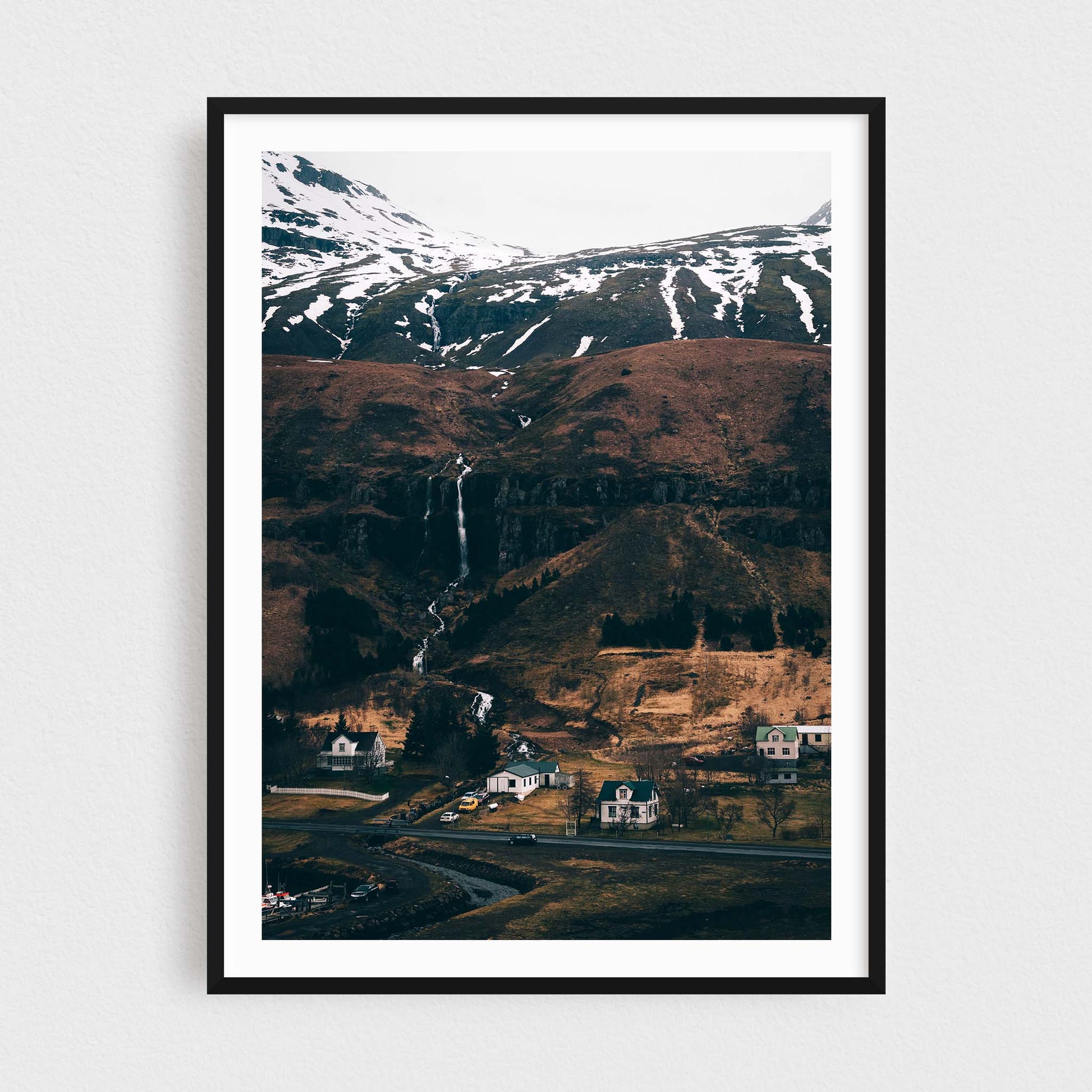 Iceland fine art photography print featuring a small fishing town Seydisfjordur