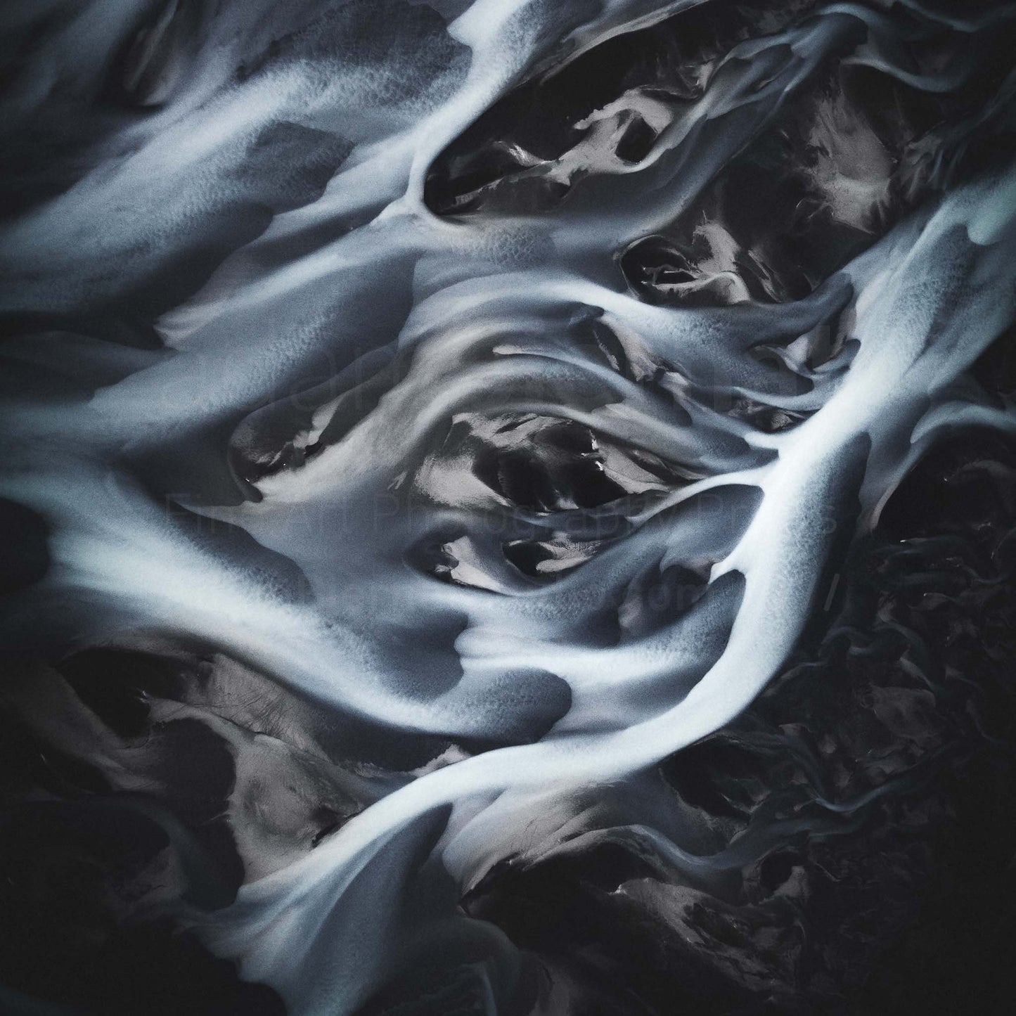 Icelandic river aerial view photography print