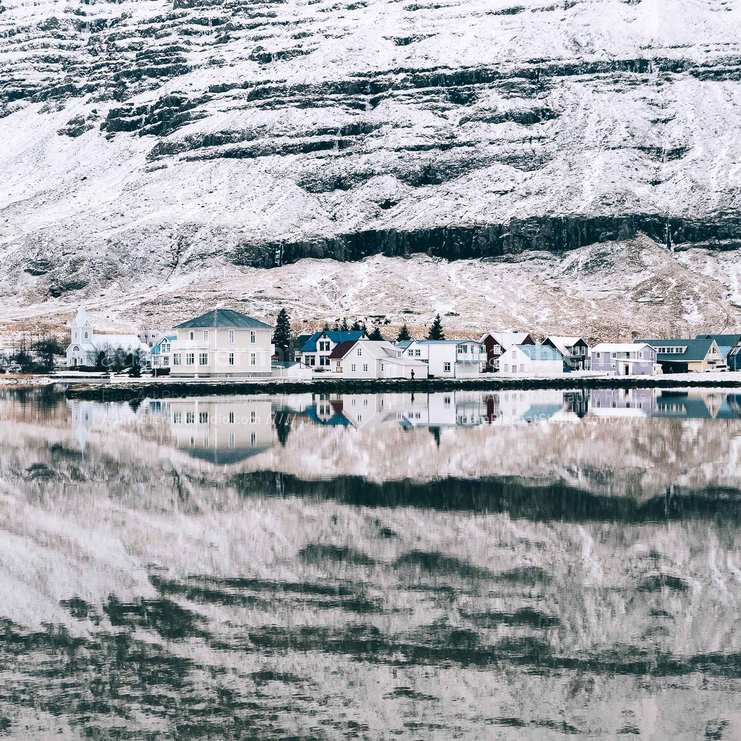 Seydisfjordur in winter Iceland photography print
