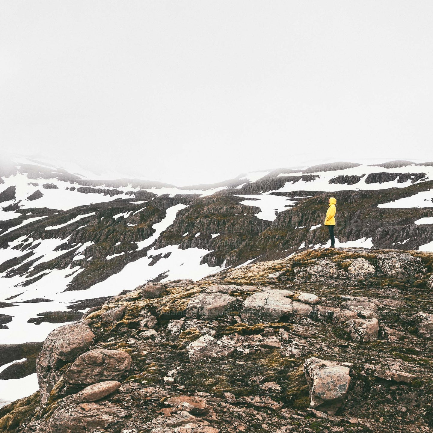 Wanderlust adventure travel photography print featuring a lonely hiker in Iceland